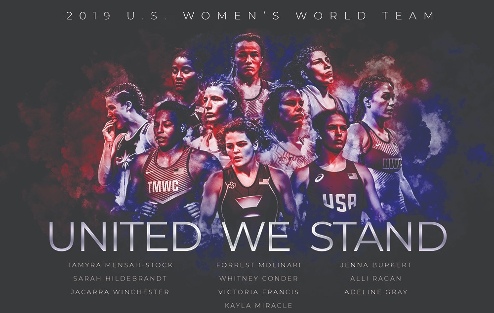 Commemorative US women’s wrestling team poster for noble cause