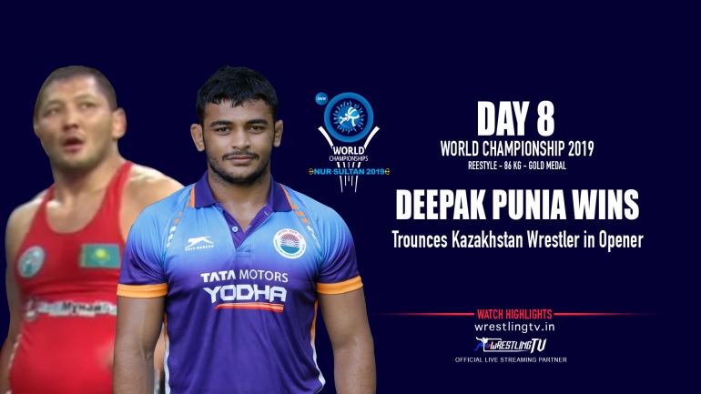 UWW World Championships 2019: Deepak Punia also starts the day with a convincing 8-6 victory