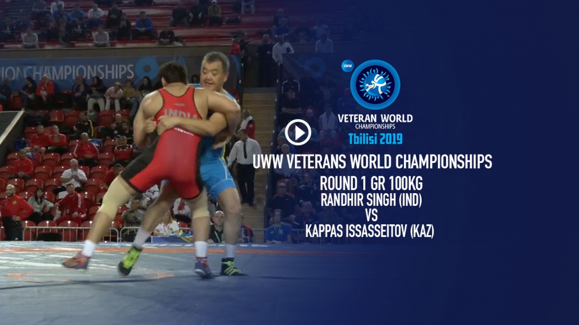 UWW Veteran World Championship 2019 Veterans C Round 1 GR 100 Kg Randhir Singh (IND) vs Kappas Issasseitov (KAZ)