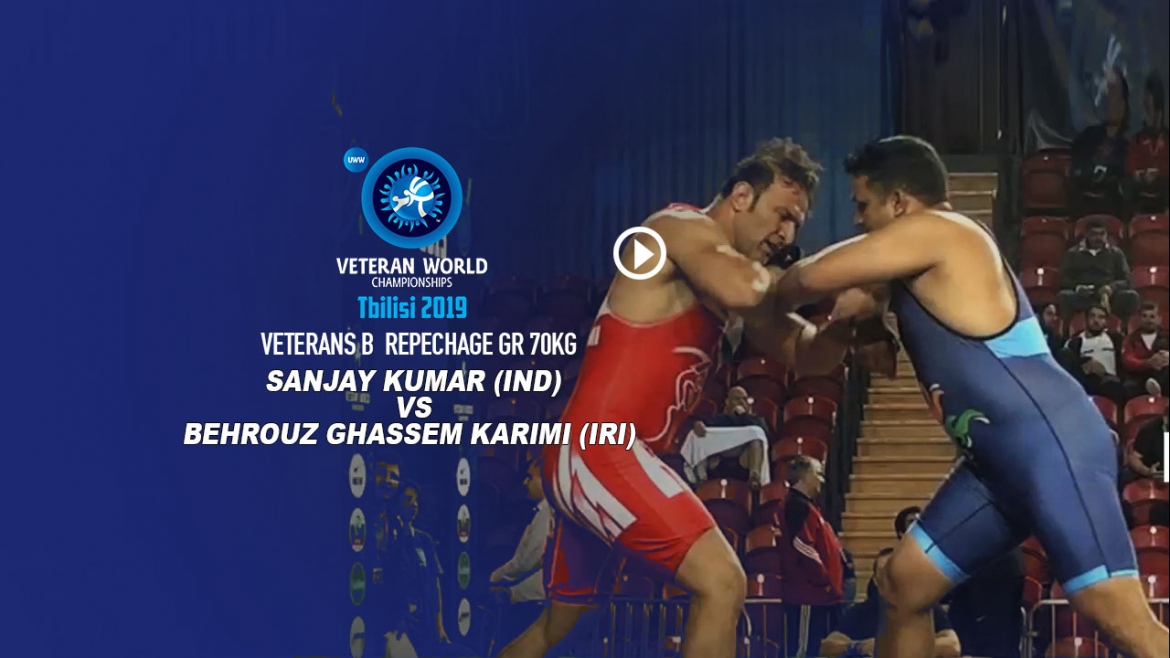 World Veteran championship Veterans-B Repechage GR 100Kg Sanjay Kumar (IND) vs Behrouz Karimi (IRI)