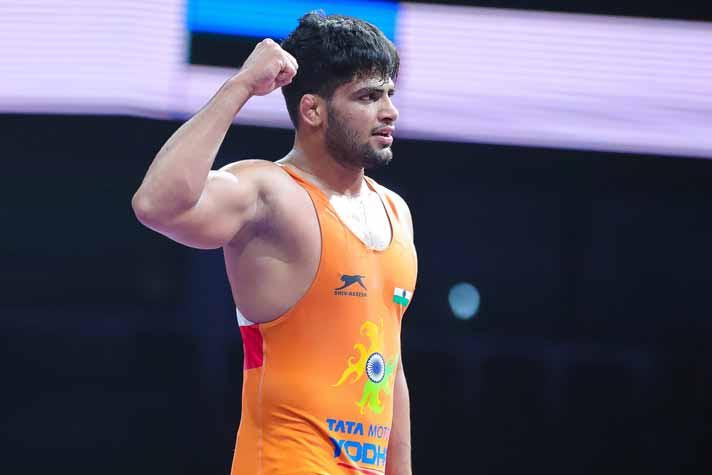 Sajan creates history, become first ever Indian Greco-Roman wrestler to enter Last 4. Watch Semi-final live @ 9.30 PM on WrestlingTV.in