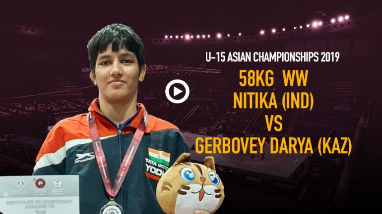 U-15 Asian Wrestling Championships 2019 – Nitika (IND) df. Gerbovey Darya (KAZ)