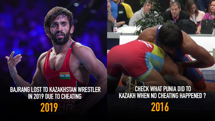 Bajrang lost to Kazakhstan wrestler in 2019 due to cheating, check what Punia did to Kazakh when no cheating happened ?
