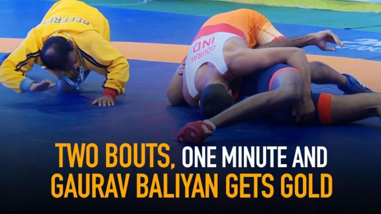 Two bouts, one minute and Gaurav Baliyan gets Gold