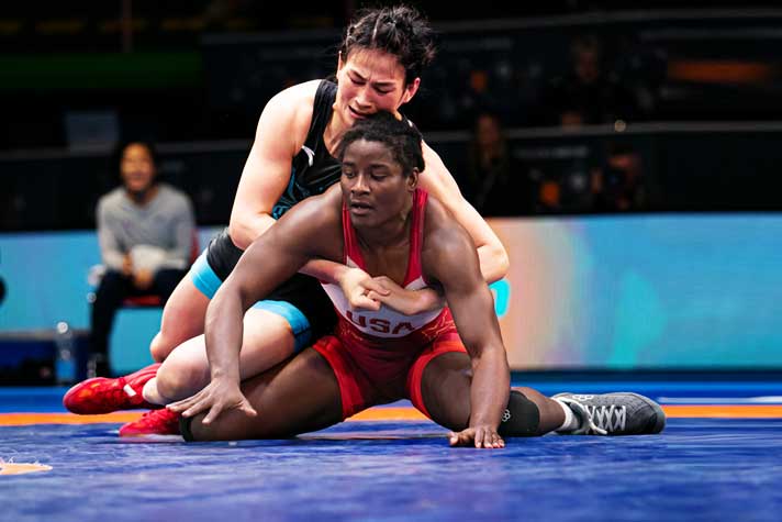 Check how this wrestling brave-heart from China won against the world champion Tamyra Mensah after being down 0-8