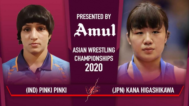 Asian Wrestling Championships 2020 Day 3: WW 55kg – Round 3 – Pinki (IND) vs Kana HIGASHIKAWA (JPN)