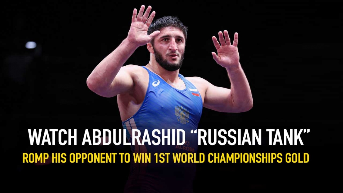 Watch Abdulrashid “Russian Tank” romp his opponent to win 1st World Championships Gold