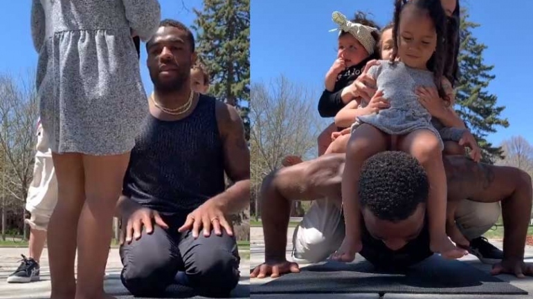 Jordan Burroughs shows his massive strength with “FamilyPushupChallenge”; Watch Video