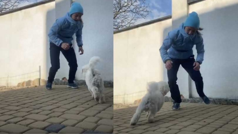 World Champ Mariya Stadnik trains with her dog amid coronavirus crisis; Watch Video