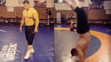 Social Room: 130kg world champ Kayaalp mind blowing acrobat on wrestling mat; Watch Video