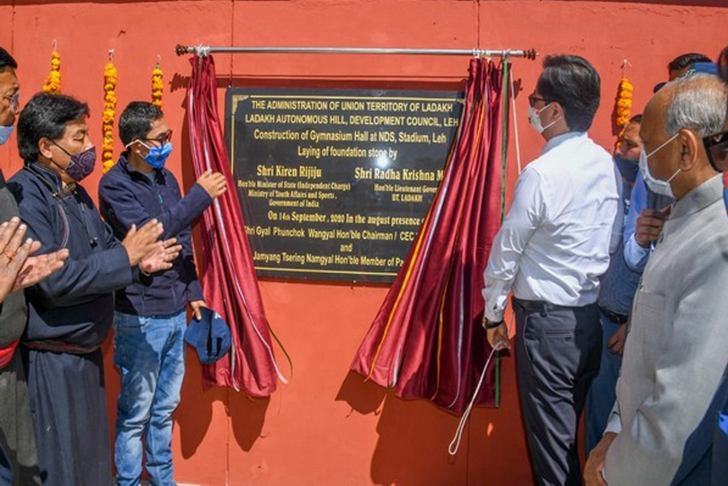 Sports Minister Rijiju lays foundation stones for various sports facilities in Ladakh