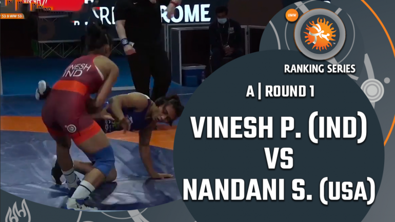 Rome Ranking Series 2021: WW 53 KG  R1-  Vinesh ( IND)  vs (IND) Nandini Bajirao