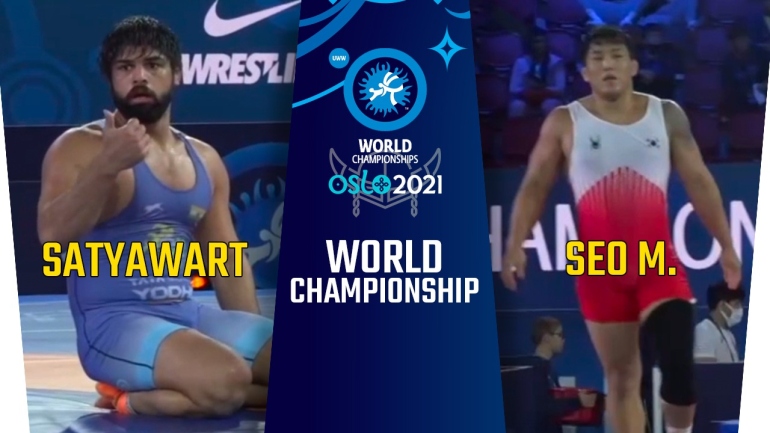 World Championships 2021: FS 97kg, Satyawart (IND) vs Seo M. (KOR)